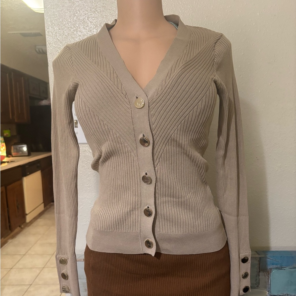 Guess Beige Button-Up Cardigan